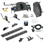 For 2014-2024 RAM 2500 Custom Outboard Above Bed Rail Kit + 20K Fifth Wheel + Square Slider + King Pin Lock + Base Rail Lock + 10" Lube Plate + Fifth Wheel Cover + Lube (For 6-1/2' or Shorter Bed, w/o Factory Puck System Models) By Reese