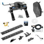 For 2014-2024 RAM 2500 Custom Outboard Above Bed Rail Kit + 20K Fifth Wheel + In-Bed Wiring + King Pin Lock + Base Rail Lock + 10" Lube Plate + Fifth Wheel Cover + Lube (For 5'8 or Shorter Bed (Sidewinder Required), w/o Factory Puck System Models) By