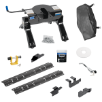 For 2014-2024 RAM 2500 Custom Outboard Above Bed Rail Kit + 20K Fifth Wheel + King Pin Lock + Base Rail Lock + 10" Lube Plate + Fifth Wheel Cover + Lube (For 6-1/2' and 8 foot Bed, w/o Factory Puck System Models) By Reese