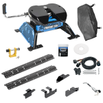 For 2014-2024 RAM 2500 Custom Outboard Above Bed Rail Kit + Reese M5 20K Fifth Wheel + In-Bed Wiring + King Pin Lock + Base Rail Lock + 10" Lube Plate + Fifth Wheel Cover + Lube (For 6-1/2' and 8 foot Bed, w/o Factory Puck System Models) By Reese