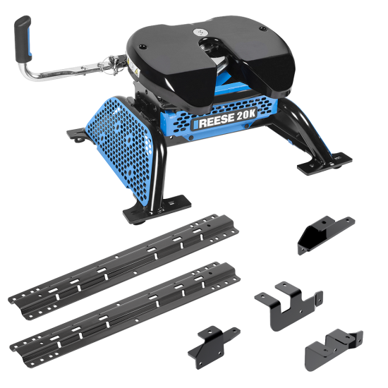 For 2014-2024 RAM 2500 Custom Outboard Above Bed Rail Kit + Reese M5 20K Fifth Wheel (For 6-1/2' and 8 foot Bed, w/o Factory Puck System Models) By Reese