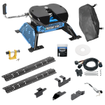 For 2014-2024 RAM 2500 Custom Outboard Above Bed Rail Kit + Reese M5 27K Fifth Wheel + In-Bed Wiring + King Pin Lock + Base Rail Lock + 10" Lube Plate + Fifth Wheel Cover + Lube (For 5'8 or Shorter Bed (Sidewinder Required), w/o Factory Puck System M