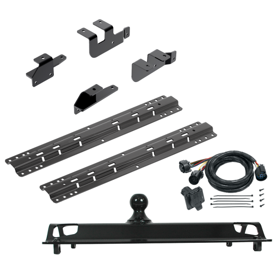 For 2014-2024 RAM 2500 Custom Outboard Above Bed Rail Kit + 25K Pro Series Gooseneck Hitch + In-Bed Wiring (For 6-1/2' and 8 foot Bed, w/o Factory Puck System Models) By Reese