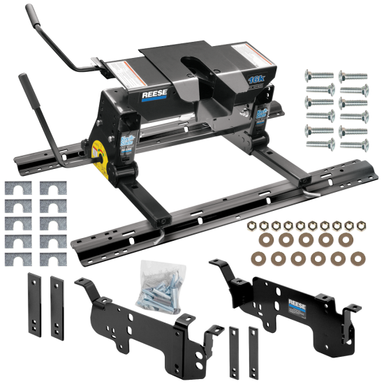 For 2003-2010 Dodge Ram 2500 Custom Outboard Above Bed Rail Kit + 16K Fifth Wheel + Square Slider (For 6-1/2' or Shorter Bed, w/o Factory Puck System Models) By Reese