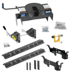 For 2003-2010 Dodge Ram 2500 Custom Outboard Above Bed Rail Kit + 20K Fifth Wheel + Round Tube Slider + King Pin Lock (For 6-1/2' or Shorter Bed, w/o Factory Puck System Models) By Reese