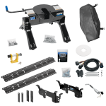 For 2003-2010 Dodge Ram 2500 Custom Outboard Above Bed Rail Kit + 20K Fifth Wheel + In-Bed Wiring + King Pin Lock + Base Rail Lock + 10" Lube Plate + Fifth Wheel Cover + Lube (For 6-1/2' and 8 foot Bed, w/o Factory Puck System Models) By Reese