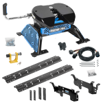 For 2003-2010 Dodge Ram 2500 Custom Outboard Above Bed Rail Kit + Reese M5 20K Fifth Wheel + In-Bed Wiring + King Pin Lock (For 5'8 or Shorter Bed (Sidewinder Required), w/o Factory Puck System Models) By Reese