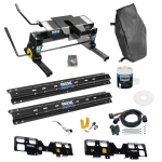 For 2020-2024 Chevrolet Silverado 1500 Custom Outboard Above Bed Rail Kit + 16K Fifth Wheel + Square Slider + In-Bed Wiring + King Pin Lock + Base Rail Lock + 10" Lube Plate + Fifth Wheel Cover + Lube (For 6-1/2' or Shorter Bed, w/o Factory Puck Syst