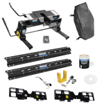 For 2019-2019 Chevrolet Silverado 1500 Custom Outboard Above Bed Rail Kit + 16K Fifth Wheel + Square Slider + King Pin Lock + Base Rail Lock + 10" Lube Plate + Fifth Wheel Cover + Lube (For 6-1/2' or Shorter Bed, (New Body Style), w/o Factory Puck Sy