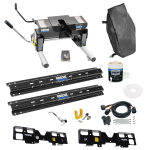 For 2019-2019 Chevrolet Silverado 1500 Custom Outboard Above Bed Rail Kit + 16K Fifth Wheel + Round Tube Slider + In-Bed Wiring + King Pin Lock + Base Rail Lock + 10" Lube Plate + Fifth Wheel Cover + Lube (For 6-1/2' or Shorter Bed, (New Body Style),