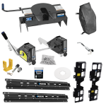 For 2019-2019 Chevrolet Silverado 1500 Custom Outboard Above Bed Rail Kit + 20K Fifth Wheel + Round Tube Slider + King Pin Lock + Base Rail Lock + 10" Lube Plate + Fifth Wheel Cover + Lube (For 6-1/2' or Shorter Bed, (New Body Style), w/o Factory Puc