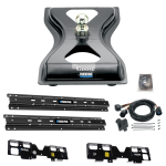 For 2019-2019 Chevrolet Silverado 1500 Custom Outboard Above Bed Rail Kit + 25K Reese Gooseneck Hitch + In-Bed Wiring (For 6-1/2' and 8 foot Bed, (New Body Style), w/o Factory Puck System Models) By Reese