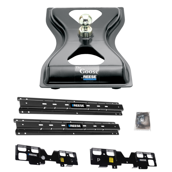 For 2019-2019 GMC Sierra 1500 Custom Outboard Above Bed Rail Kit + 25K Reese Gooseneck Hitch (For 5'8 or Shorter Bed (Sidewinder Required), (New Body Style), w/o Factory Puck System Models) By Reese