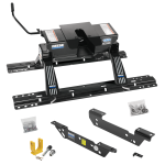 For 2011-2016 Ford F-350 Super Duty Custom Outboard Above Bed Rail Kit + 16K Fifth Wheel + King Pin Lock (For 5'8 or Shorter Bed (Sidewinder Required), Except Cab & Chassis, w/o Factory Puck System Models) By Reese