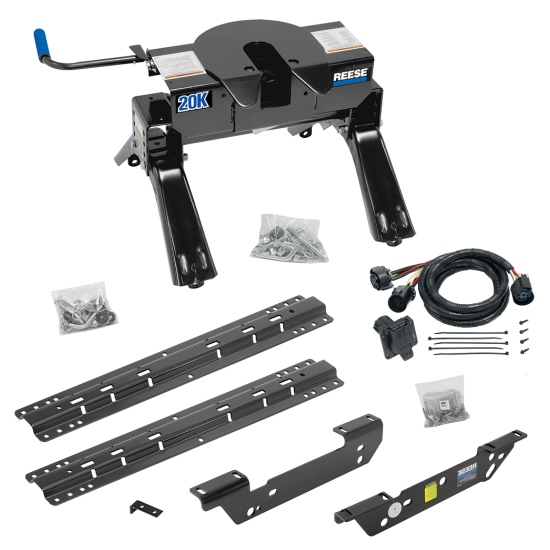 For 2011-2016 Ford F-450 Super Duty Custom Outboard Above Bed Rail Kit + 20K Fifth Wheel + In-Bed Wiring (For 5'8 or Shorter Bed (Sidewinder Required), Except Cab & Chassis, w/o Factory Puck System Models) By Reese