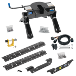 For 2011-2016 Ford F-450 Super Duty Custom Outboard Above Bed Rail Kit + 20K Fifth Wheel + In-Bed Wiring + King Pin Lock (For 5'8 or Shorter Bed (Sidewinder Required), Except Cab & Chassis, w/o Factory Puck System Models) By Reese