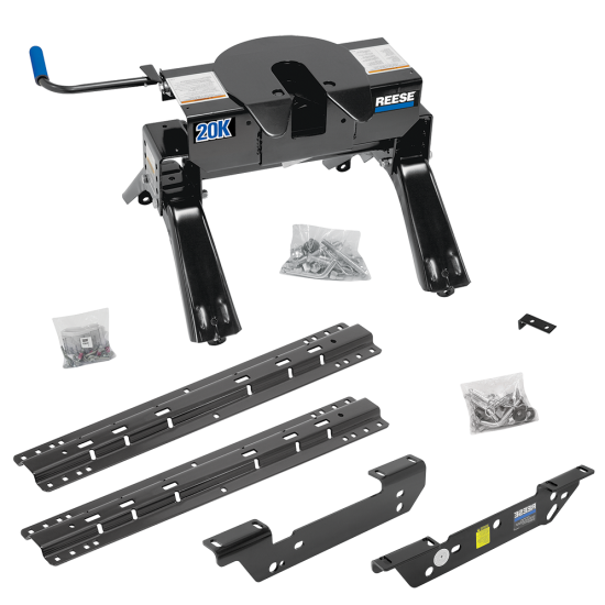 For 2011-2016 Ford F-450 Super Duty Custom Outboard Above Bed Rail Kit + 20K Fifth Wheel (For 5'8 or Shorter Bed (Sidewinder Required), Except Cab & Chassis, w/o Factory Puck System Models) By Reese