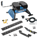 For 2011-2016 Ford F-450 Super Duty Custom Outboard Above Bed Rail Kit + Reese M5 20K Fifth Wheel + In-Bed Wiring + King Pin Lock (For 5'8 or Shorter Bed (Sidewinder Required), Except Cab & Chassis, w/o Factory Puck System Models) By Reese