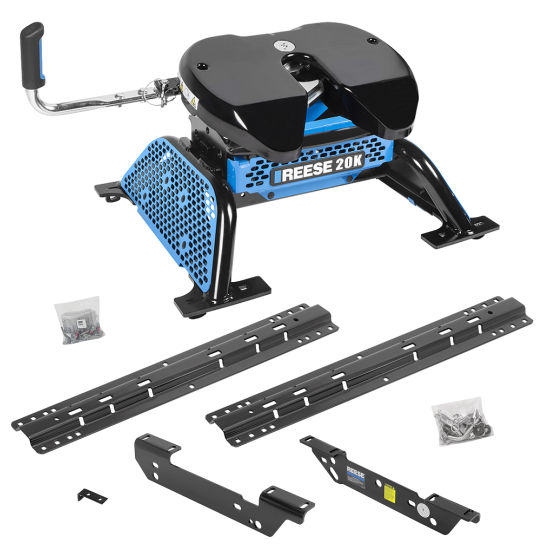 For 2011-2016 Ford F-450 Super Duty Custom Outboard Above Bed Rail Kit + Reese M5 20K Fifth Wheel (For 5'8 or Shorter Bed (Sidewinder Required), Except Cab & Chassis, w/o Factory Puck System Models) By Reese