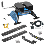 For 2011-2016 Ford F-450 Super Duty Custom Outboard Above Bed Rail Kit + Reese M5 27K Fifth Wheel + In-Bed Wiring + King Pin Lock (For 5'8 or Shorter Bed (Sidewinder Required), Except Cab & Chassis, w/o Factory Puck System Models) By Reese