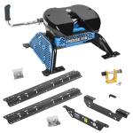 For 2011-2016 Ford F-450 Super Duty Custom Outboard Above Bed Rail Kit + Reese M5 27K Fifth Wheel + King Pin Lock (For 5'8 or Shorter Bed (Sidewinder Required), Except Cab & Chassis, w/o Factory Puck System Models) By Reese