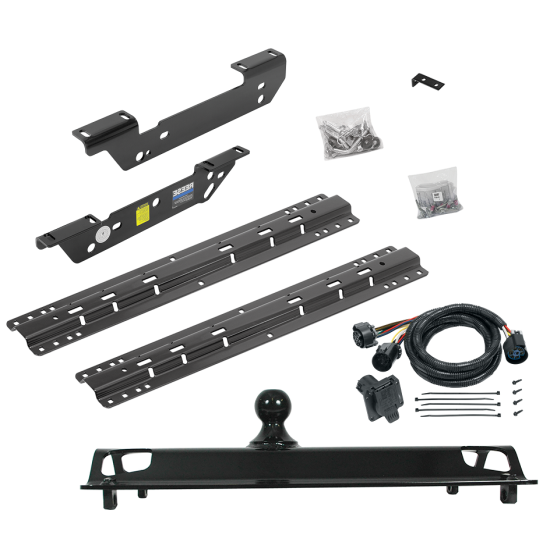 For 2011-2016 Ford F-450 Super Duty Custom Outboard Above Bed Rail Kit + 25K Pro Series Gooseneck Hitch + In-Bed Wiring (For 5'8 or Shorter Bed (Sidewinder Required), Except Cab & Chassis, w/o Factory Puck System Models) By Reese