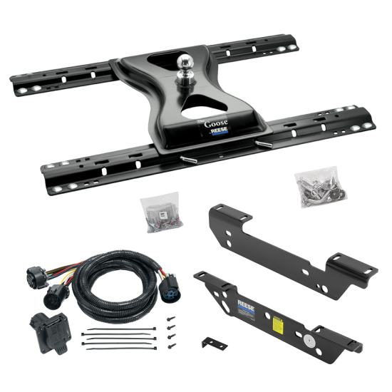 For 2011-2016 Ford F-250 Super Duty Custom Outboard Above Bed Rail Kit + 25K Reese Gooseneck Hitch + In-Bed Wiring (For 5'8 or Shorter Bed (Sidewinder Required), Except Cab & Chassis, w/o Factory Puck System Models) By Reese