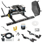 For 2017-2022 Ford F-450 Super Duty Custom Outboard Above Bed Rail Kit + 16K Fifth Wheel + Square Slider + In-Bed Wiring + King Pin Lock + Base Rail Lock + 10" Lube Plate + Fifth Wheel Cover + Lube (For 6-1/2' or Shorter Bed, Except Cab & Chassis