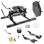 For 2017-2022 Ford F-450 Super Duty Custom Outboard Above Bed Rail Kit + 16K Fifth Wheel + Square Slider + King Pin Lock + Base Rail Lock + 10" Lube Plate + Fifth Wheel Cover + Lube (For 6-1/2' or Shorter Bed, Except Cab & Chassis, w/o Factory Pu