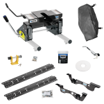 For 2017-2022 Ford F-450 Super Duty Custom Outboard Above Bed Rail Kit + 16K Fifth Wheel + Round Tube Slider + King Pin Lock + Base Rail Lock + 10" Lube Plate + Fifth Wheel Cover + Lube (For 6-1/2' or Shorter Bed, Except Cab & Chassis, w/o Factor