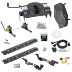 For 2017-2022 Ford F-450 Super Duty Custom Outboard Above Bed Rail Kit + 20K Fifth Wheel + Square Slider + In-Bed Wiring + King Pin Lock + Base Rail Lock + 10" Lube Plate + Fifth Wheel Cover + Lube (For 6-1/2' or Shorter Bed, Except Cab & Chassis