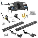 For 2017-2022 Ford F-450 Super Duty Custom Outboard Above Bed Rail Kit + 20K Fifth Wheel + Square Slider + King Pin Lock (For 6-1/2' or Shorter Bed, Except Cab & Chassis, w/o Factory Puck System Models) By Reese