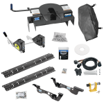 For 2017-2022 Ford F-450 Super Duty Custom Outboard Above Bed Rail Kit + 20K Fifth Wheel + Round Tube Slider + In-Bed Wiring + King Pin Lock + Base Rail Lock + 10" Lube Plate + Fifth Wheel Cover + Lube (For 6-1/2' or Shorter Bed, Except Cab & Cha