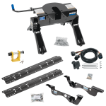For 2017-2022 Ford F-450 Super Duty Custom Outboard Above Bed Rail Kit + 20K Fifth Wheel + In-Bed Wiring + King Pin Lock (For 5'8 or Shorter Bed (Sidewinder Required), Except Cab & Chassis, w/o Factory Puck System Models) By Reese