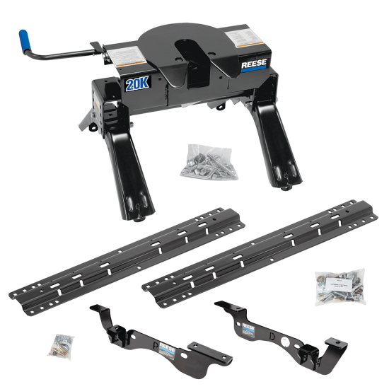 For 2017-2022 Ford F-450 Super Duty Custom Outboard Above Bed Rail Kit + 20K Fifth Wheel (For 5'8 or Shorter Bed (Sidewinder Required), Except Cab & Chassis, w/o Factory Puck System Models) By Reese