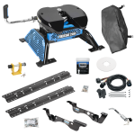For 2017-2022 Ford F-450 Super Duty Custom Outboard Above Bed Rail Kit + Reese M5 20K Fifth Wheel + In-Bed Wiring + King Pin Lock + Base Rail Lock + 10" Lube Plate + Fifth Wheel Cover + Lube (For 6-1/2' and 8 foot Bed, Except Cab & Chassis, w/o F