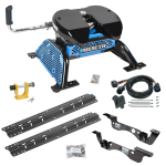 For 2017-2022 Ford F-450 Super Duty Custom Outboard Above Bed Rail Kit + Reese M5 27K Fifth Wheel + In-Bed Wiring + King Pin Lock (For 5'8 or Shorter Bed (Sidewinder Required), Except Cab & Chassis, w/o Factory Puck System Models) By Reese