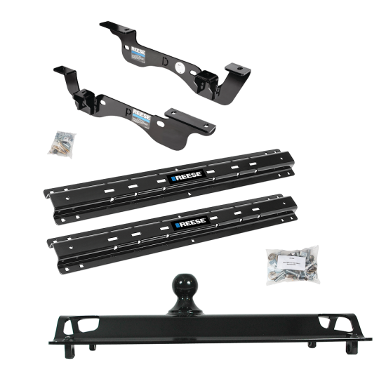For 2017-2022 Ford F-450 Super Duty Custom Outboard Above Bed Rail Kit + 25K Pro Series Gooseneck Hitch (For 5'8 or Shorter Bed (Sidewinder Required), Except Cab & Chassis, w/o Factory Puck System Models) By Reese