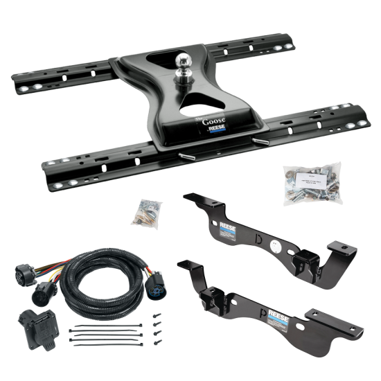 For 2017-2022 Ford F-450 Super Duty Custom Outboard Above Bed Rail Kit + 25K Reese Gooseneck Hitch + In-Bed Wiring (For 5'8 or Shorter Bed (Sidewinder Required), Except Cab & Chassis, w/o Factory Puck System Models) By Reese
