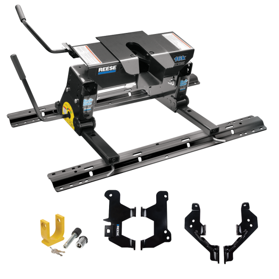 For 2019-2024 RAM 1500 Custom Outboard Above Bed Rail Kit + 16K Fifth Wheel + Square Slider + King Pin Lock (For 6-1/2' or Shorter Bed, (New Body Style), Except w/Split Tail Gate, w/o Factory Puck System Models) By Reese