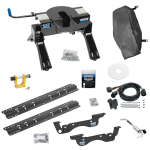 For 2023-2024 Ford F-350 Super Duty Custom Outboard Above Bed Rail Kit + 20K Fifth Wheel + In-Bed Wiring + King Pin Lock + Base Rail Lock + 10" Lube Plate + Fifth Wheel Cover + Lube (For 5'8 or Shorter Bed (Sidewinder Required), Except Cab & Chas