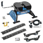 For 2023-2024 Ford F-350 Super Duty Custom Outboard Above Bed Rail Kit + Reese M5 20K Fifth Wheel + In-Bed Wiring + King Pin Lock (For 5'8 or Shorter Bed (Sidewinder Required), Except Cab & Chassis, w/o Factory Puck System Models) By Reese