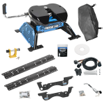 For 2023-2024 Ford F-350 Super Duty Custom Outboard Above Bed Rail Kit + Reese M5 20K Fifth Wheel + In-Bed Wiring + King Pin Lock + Base Rail Lock + 10" Lube Plate + Fifth Wheel Cover + Lube (For 5'8 or Shorter Bed (Sidewinder Required), Except Cab &