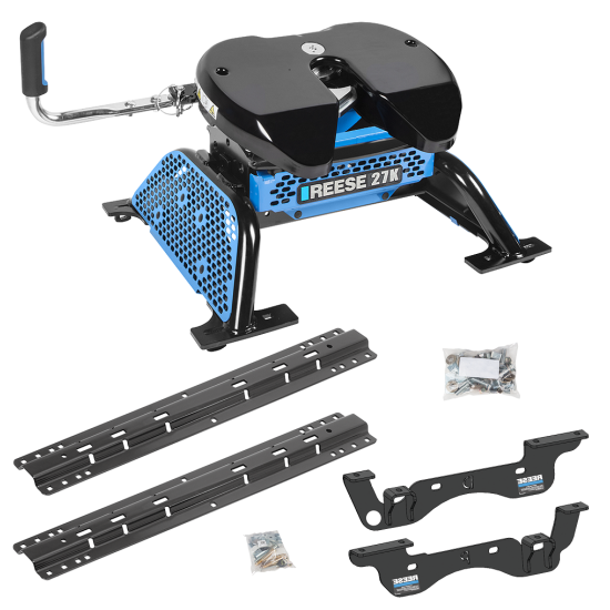 For 2023-2024 Ford F-350 Super Duty Custom Outboard Above Bed Rail Kit + Reese M5 27K Fifth Wheel (For 5'8 or Shorter Bed (Sidewinder Required), Except Cab & Chassis, w/o Factory Puck System Models) By Reese