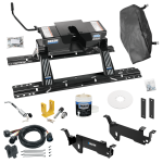 For 2013-2019 RAM 3500 Custom Outboard Above Bed Rail Kit + 16K Fifth Wheel + In-Bed Wiring + King Pin Lock + Base Rail Lock + 10" Lube Plate + Fifth Wheel Cover + Lube (For 5'8 or Shorter Bed (Sidewinder Required), Except w/RamBox Cargo Management S