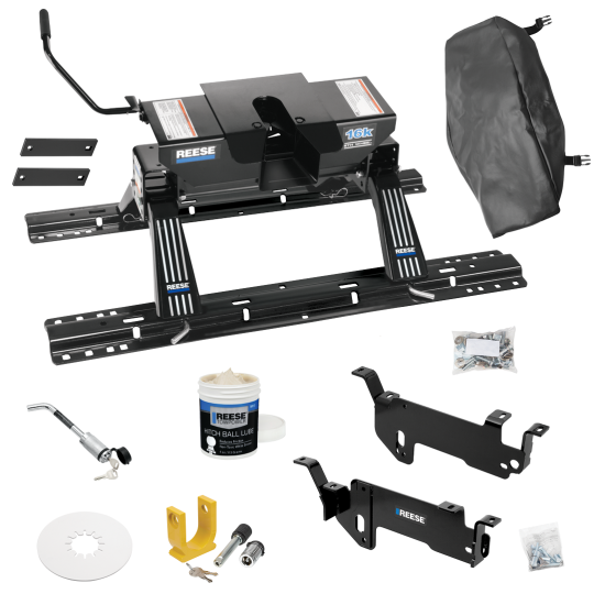 For 2013-2019 RAM 3500 Custom Outboard Above Bed Rail Kit + 16K Fifth Wheel + King Pin Lock + Base Rail Lock + 10" Lube Plate + Fifth Wheel Cover + Lube (For 5'8 or Shorter Bed (Sidewinder Required), Except w/RamBox Cargo Management System or Models 