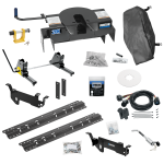 For 2013-2019 RAM 3500 Custom Outboard Above Bed Rail Kit + 20K Fifth Wheel + Square Slider + King Pin Lock + Base Rail Lock + 10" Lube Plate + Fifth Wheel Cover + Lube (For 6-1/2' or Shorter Bed, Except w/RamBox Cargo Management System or Models w/A