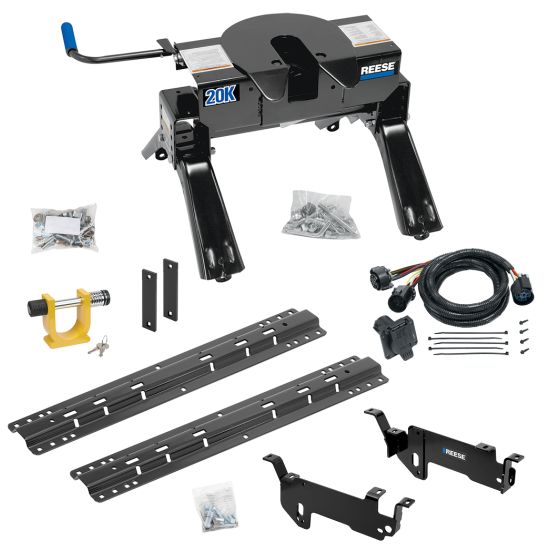 For 2013-2019 RAM 3500 Custom Outboard Above Bed Rail Kit + 20K Fifth Wheel + In-Bed Wiring + King Pin Lock (For 5'8 or Shorter Bed (Sidewinder Required), Except w/RamBox Cargo Management System or Models w/Air Suspension, w/o Factory Puck System Models) 