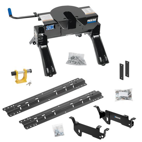 For 2013-2019 RAM 3500 Custom Outboard Above Bed Rail Kit + 20K Fifth Wheel + King Pin Lock (For 5'8 or Shorter Bed (Sidewinder Required), Except w/RamBox Cargo Management System or Models w/Air Suspension, w/o Factory Puck System Models) By Reese