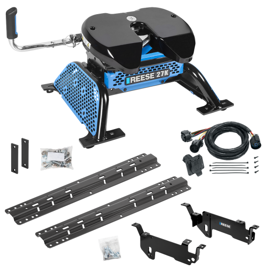 For 2013-2019 RAM 3500 Custom Outboard Above Bed Rail Kit + Reese M5 27K Fifth Wheel + In-Bed Wiring (For 6-1/2' and 8 foot Bed, Except w/RamBox Cargo Management System or Models w/Air Suspension, w/o Factory Puck System Models) By Reese